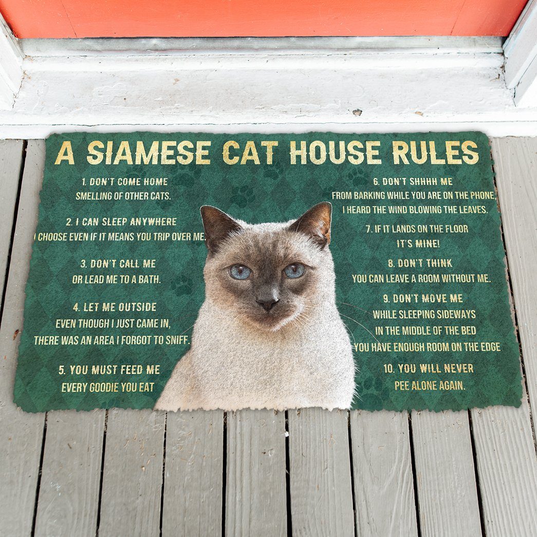 Gearhuman 3D House Rules Siamese Cat Doormat GV18023 Doormat