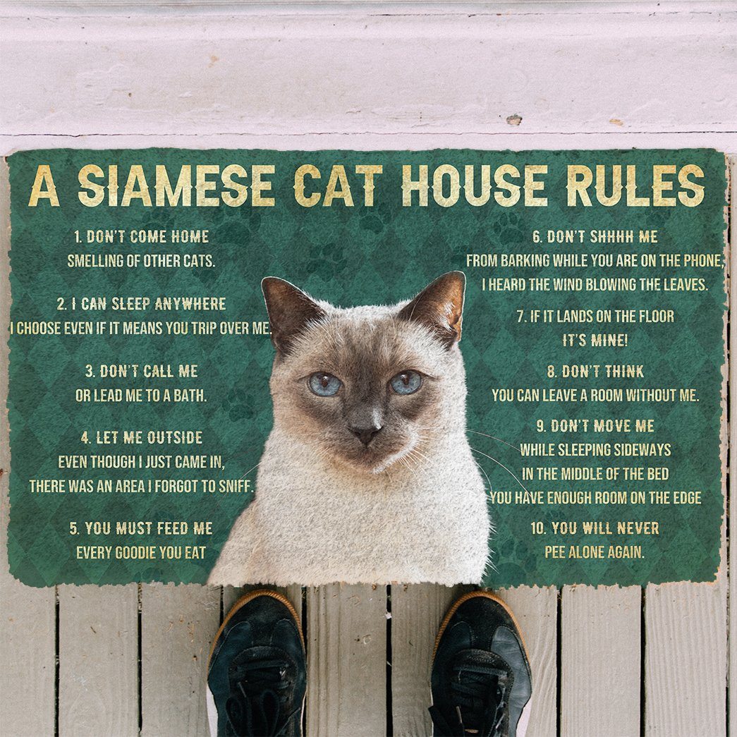 Gearhuman 3D House Rules Siamese Cat Doormat GV18023 Doormat