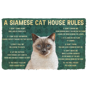 Gearhuman 3D House Rules Siamese Cat Doormat GV18023 Doormat Doormat S(15,8''x23,6'')