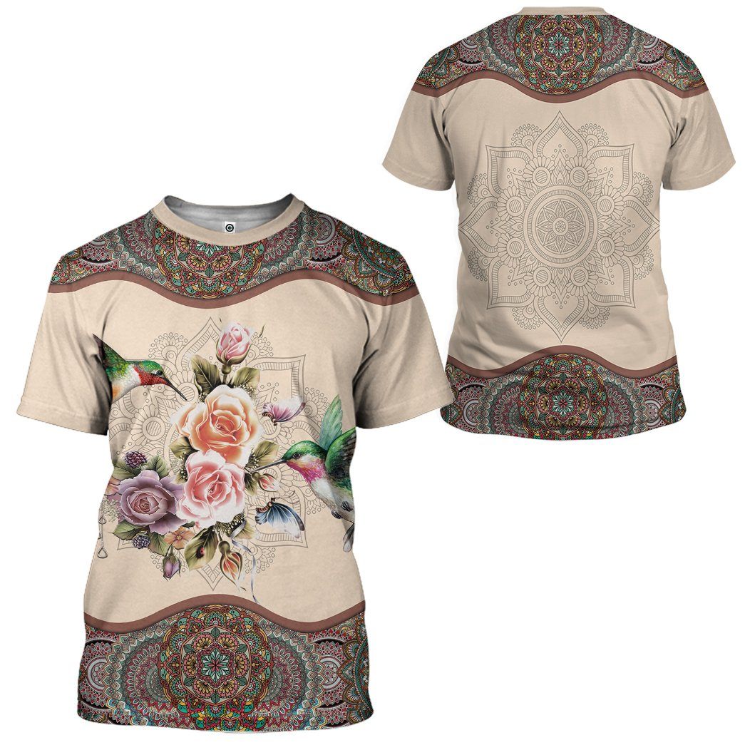 Gearhuman 3D Hummingbird Mandala Tshirt Hoodie Apparel GB03038 3D Apparel