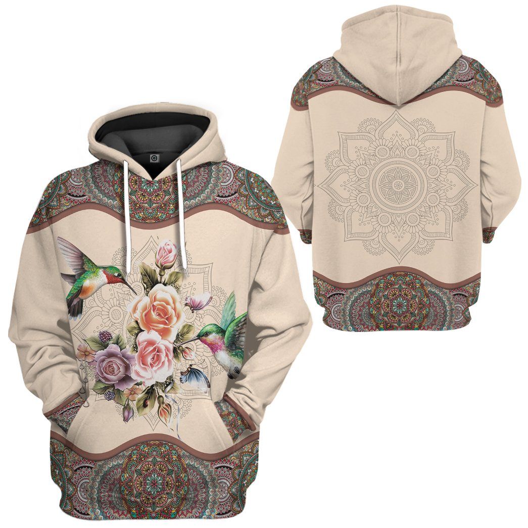 Gearhuman 3D Hummingbird Mandala Tshirt Hoodie Apparel GB03038 3D Apparel