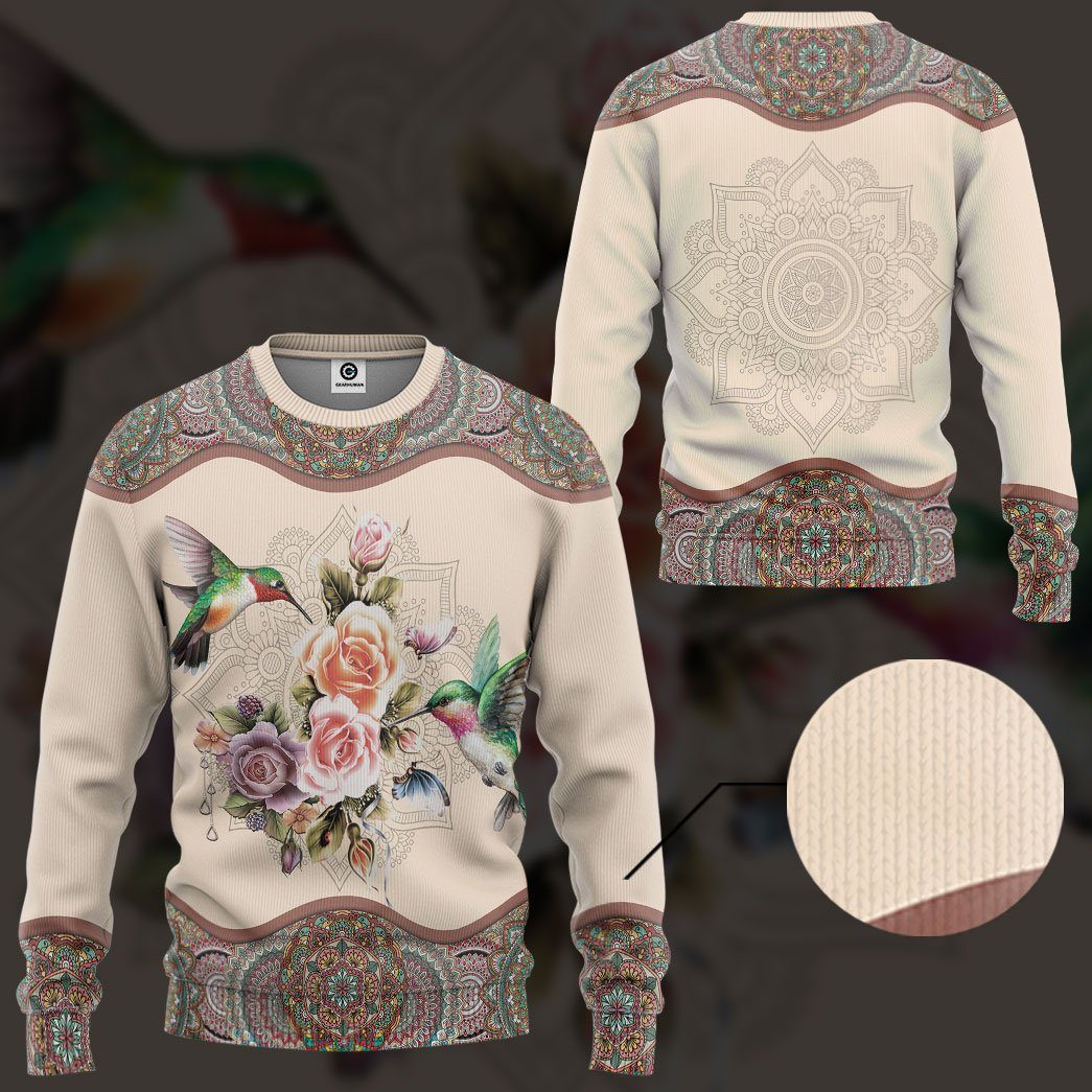 Gearhuman 3D Hummingbird Mandala Tshirt Hoodie Apparel GB03038 3D Apparel