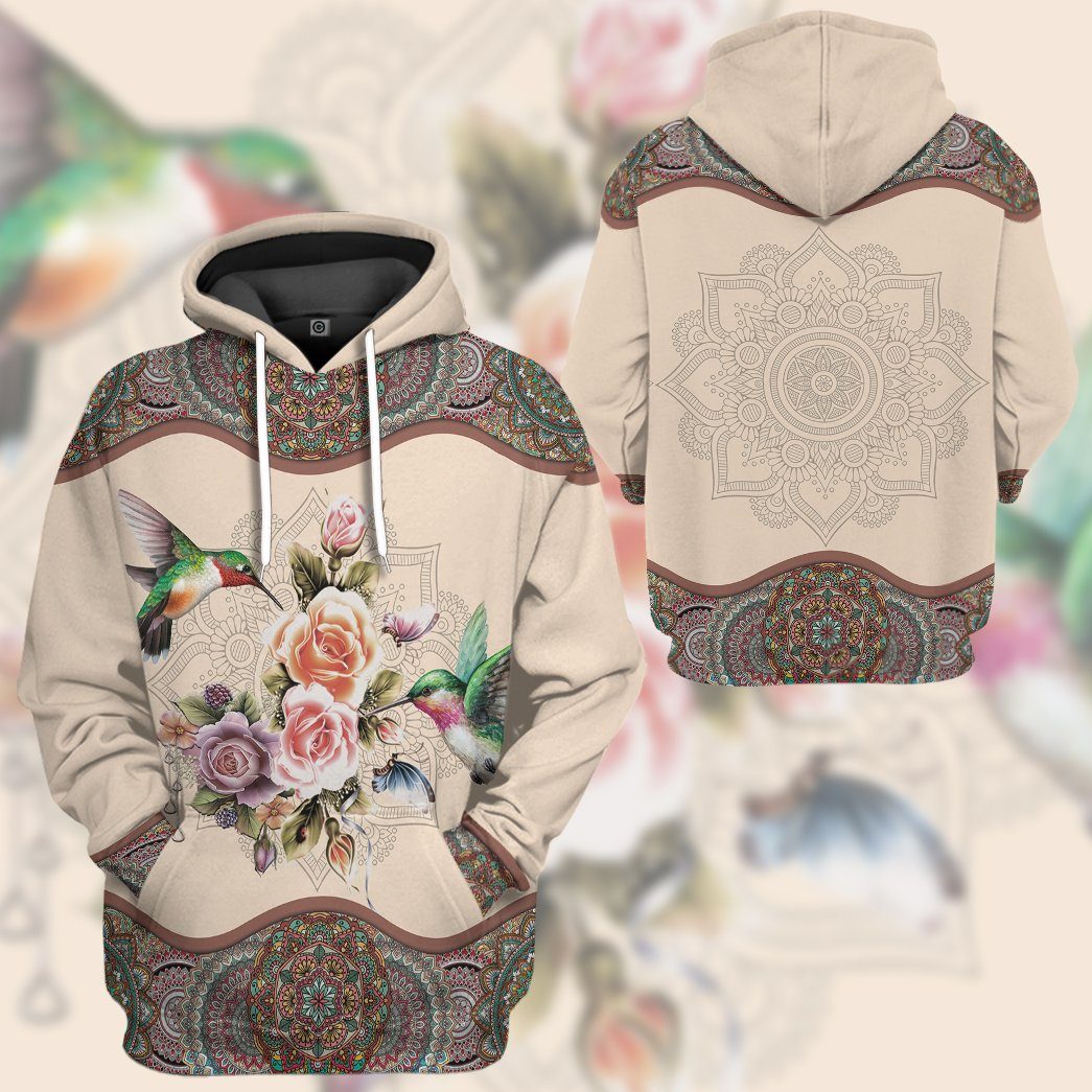 Gearhuman 3D Hummingbird Mandala Tshirt Hoodie Apparel GB03038 3D Apparel