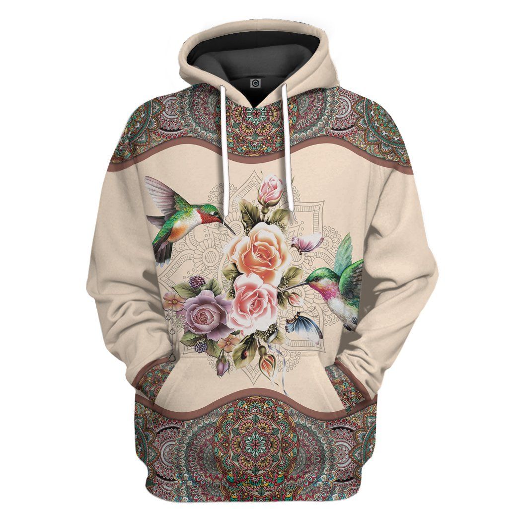 Gearhuman 3D Hummingbird Mandala Tshirt Hoodie Apparel GB03038 3D Apparel Hoodie S