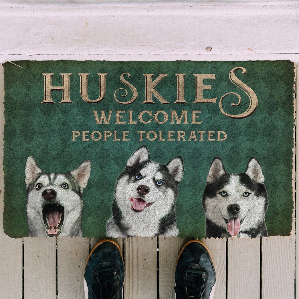 Gearhuman 3D Huskies Welcome People Tolerated Doormat GK260131 Doormat