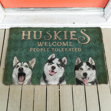 Gearhuman 3D Huskies Welcome People Tolerated Doormat GK260131 Doormat
