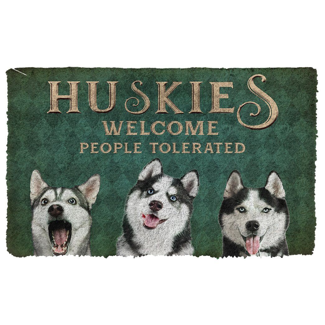 Gearhuman 3D Huskies Welcome People Tolerated Doormat GK260131 Doormat Doormat S(15,8''x23,6'')