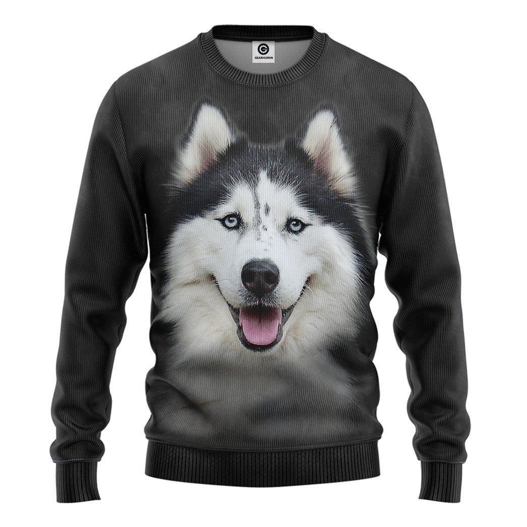 Gearhuman 3D Husky Dog Tshirt Hoodie Apparel GV05034 3D Apparel Long Sleeve S