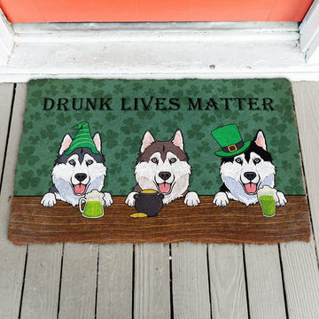 Gearhumans 3D Husky Drunk Lives Matter Doormat