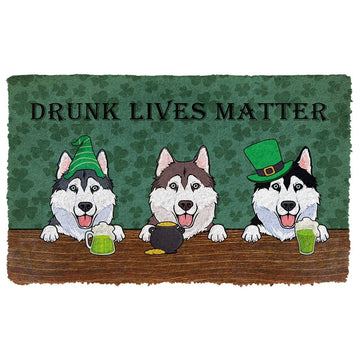 Gearhumans 3D Husky Drunk Lives Matter Doormat