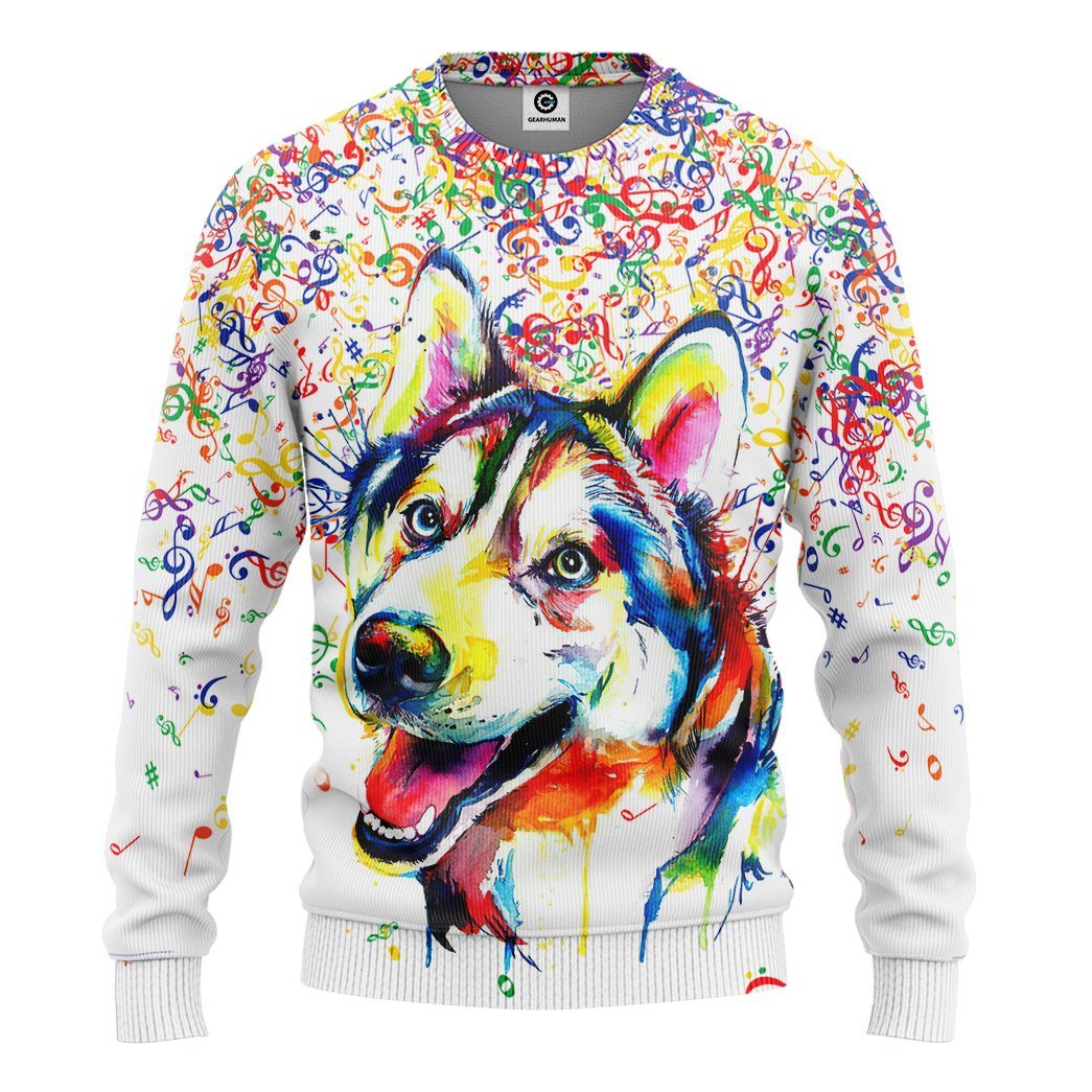 Gearhuman 3D Husky Music Tshirt Hoodie Apprarel GB100314 3D Apparel Long Sleeve S