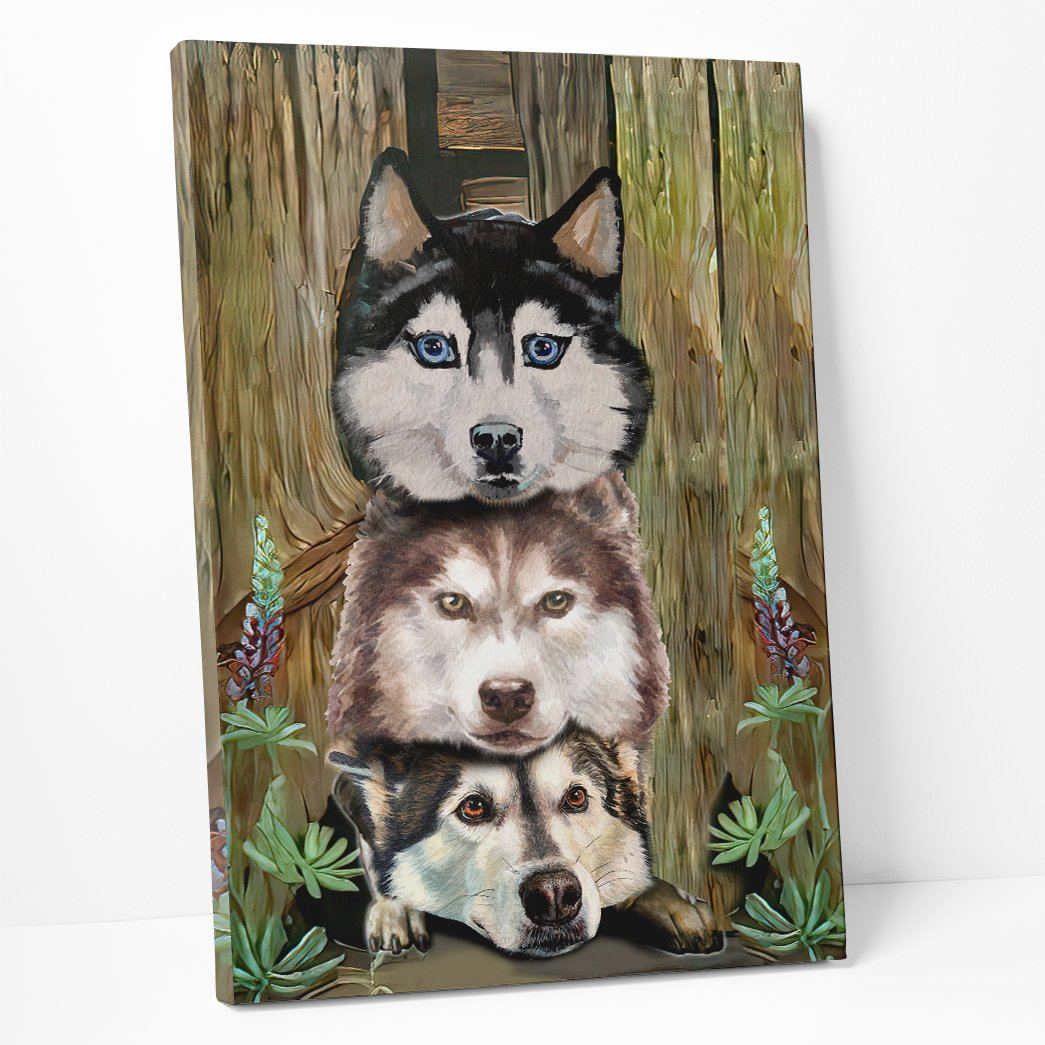 Gearhuman 3D Husky Painting Canvas GK26013 Canvas