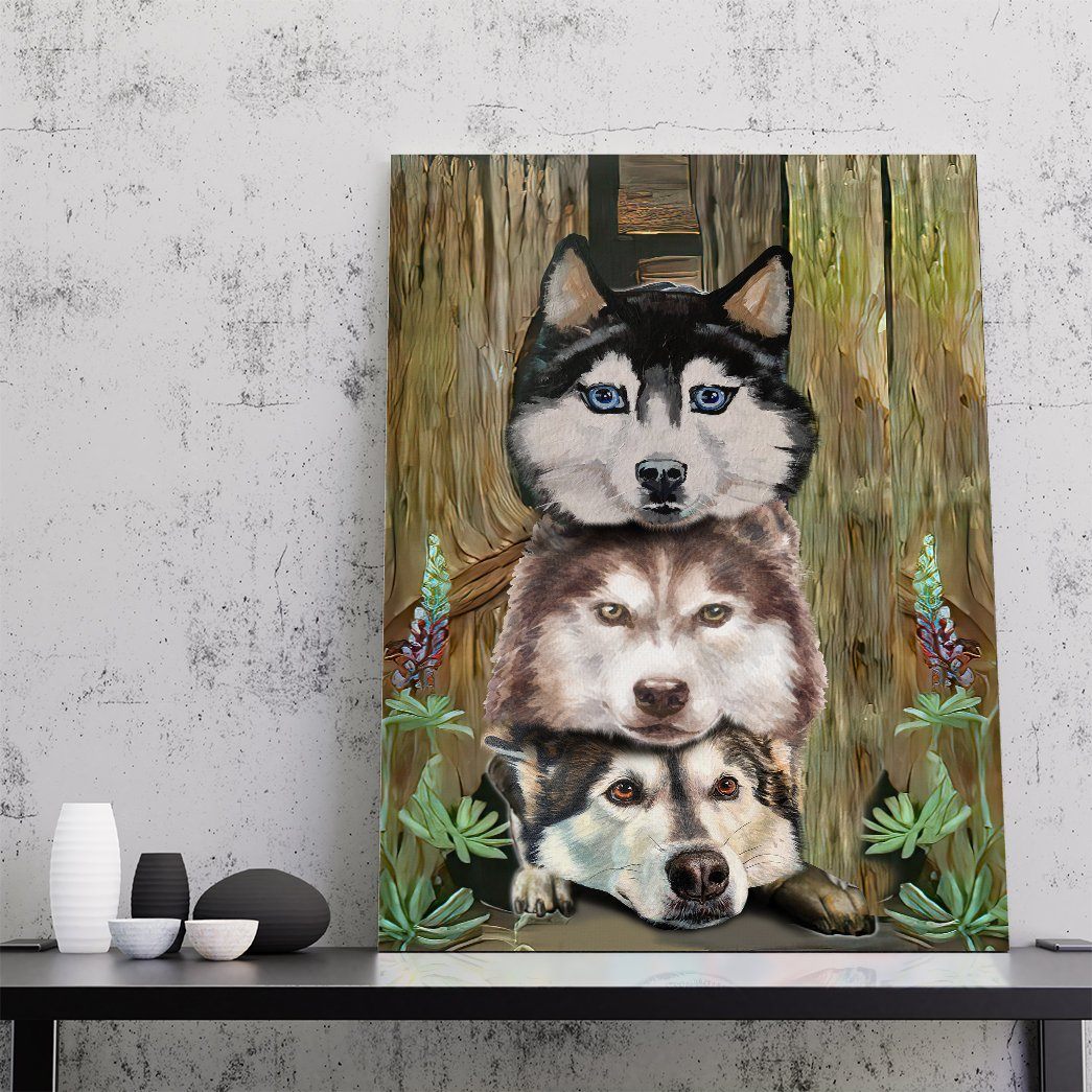 Gearhuman 3D Husky Painting Canvas GK26013 Canvas