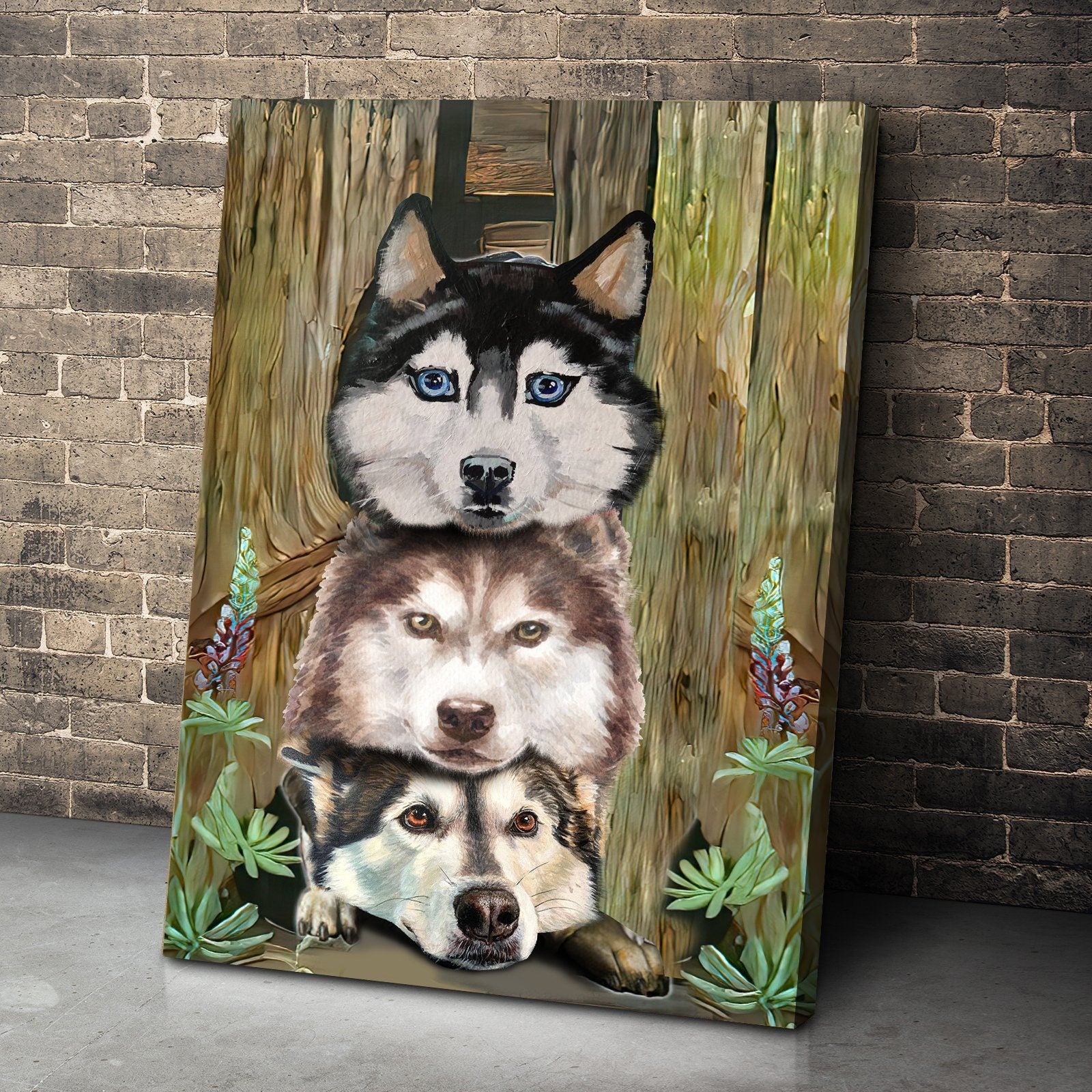 Gearhuman 3D Husky Painting Canvas GK26013 Canvas