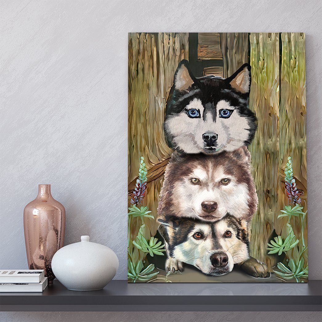 Gearhuman 3D Husky Painting Canvas GK26013 Canvas