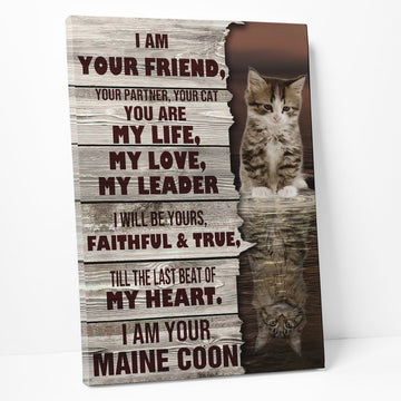 Gearhumans 3D I Am Your Friend Reflection Maine Coon Custom Canvas