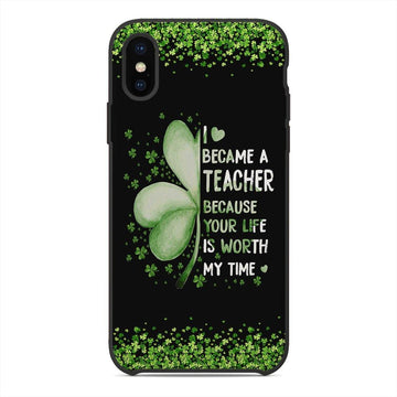 Gearhuman 3D I Became A Teacher St Patrick Day Custom Phonecase GB19027 Glass Phone Case Iphone X