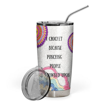 Gearhumans 3D I Crochet Custom Design Vacuum Insulated Glitter Tumbler