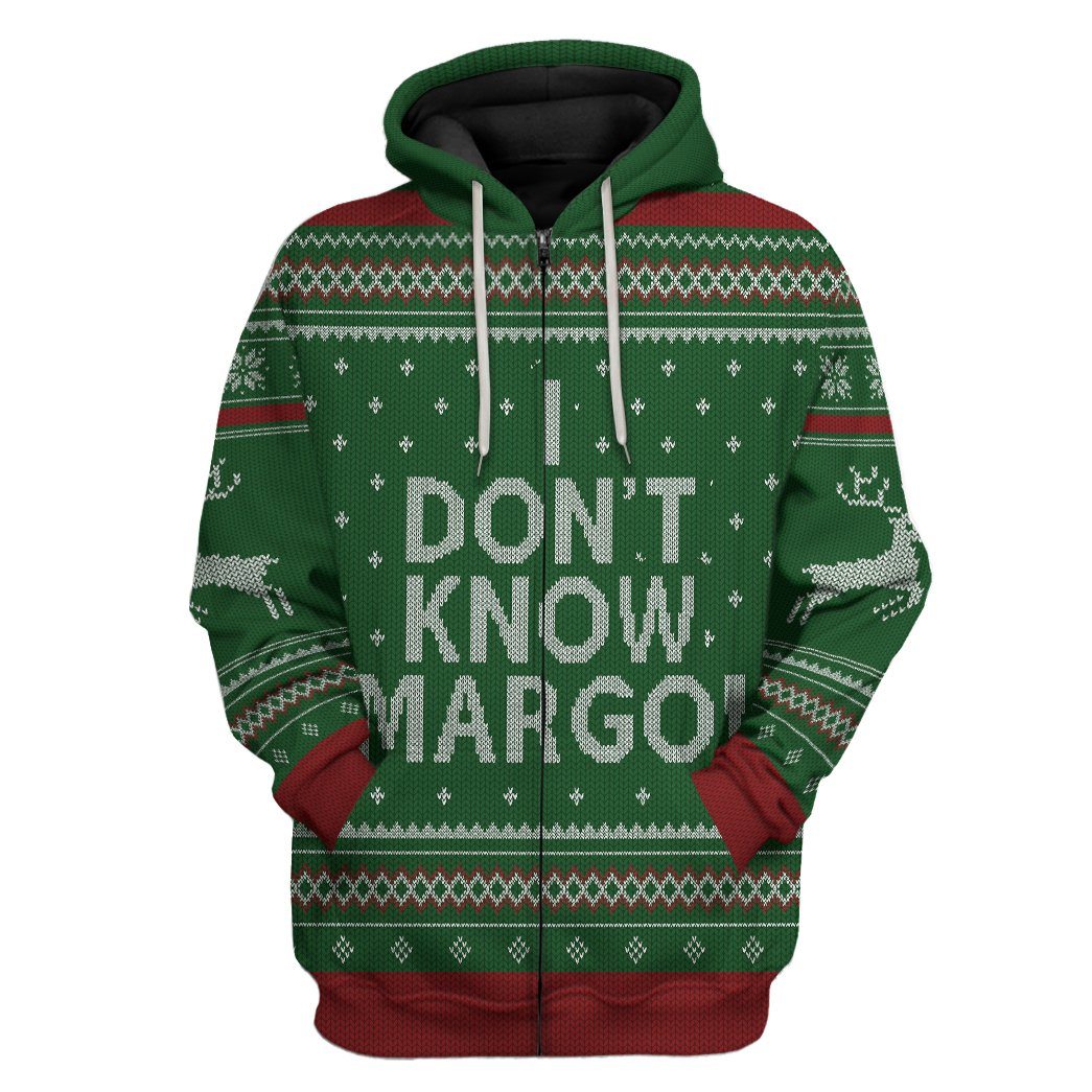 Gearhuman 3D I Dont Know Margo National Lampoon Christmas Vacation Ugly Sweater Custom Tshirt Hoodie Apparel GVC03115 3D Apparel Zip Hoodie S 