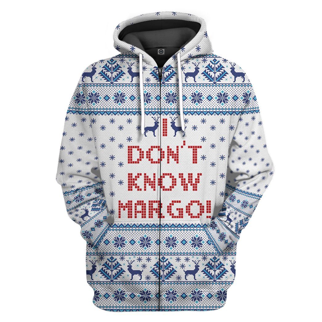 Gearhuman 3D I Dont Know Margo National Lampoons Christmas Vacation Ugly Sweater Custom Tshirt Hoodie Apparel GV03117 3D Apparel Zip Hoodie S 