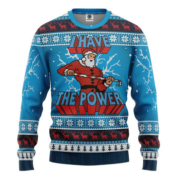 Gearhumans 3D I Have The Power Ugly Christmas Sweater Custom Tshirt Hoodie Apparel