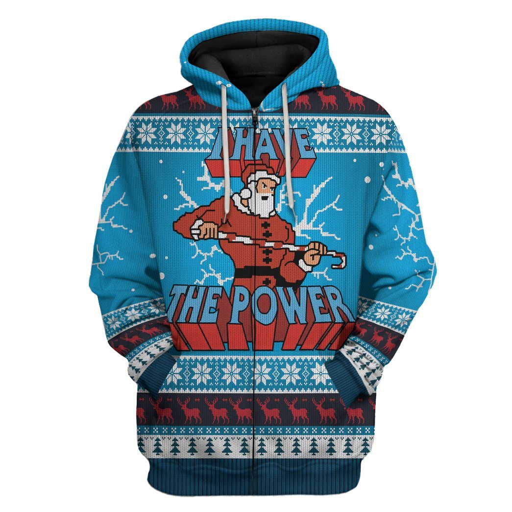 Gearhuman 3D I Have The Power Ugly Christmas Sweater Custom Tshirt Hoodie Apparel GV301013 3D Apparel Zip Hoodie S 