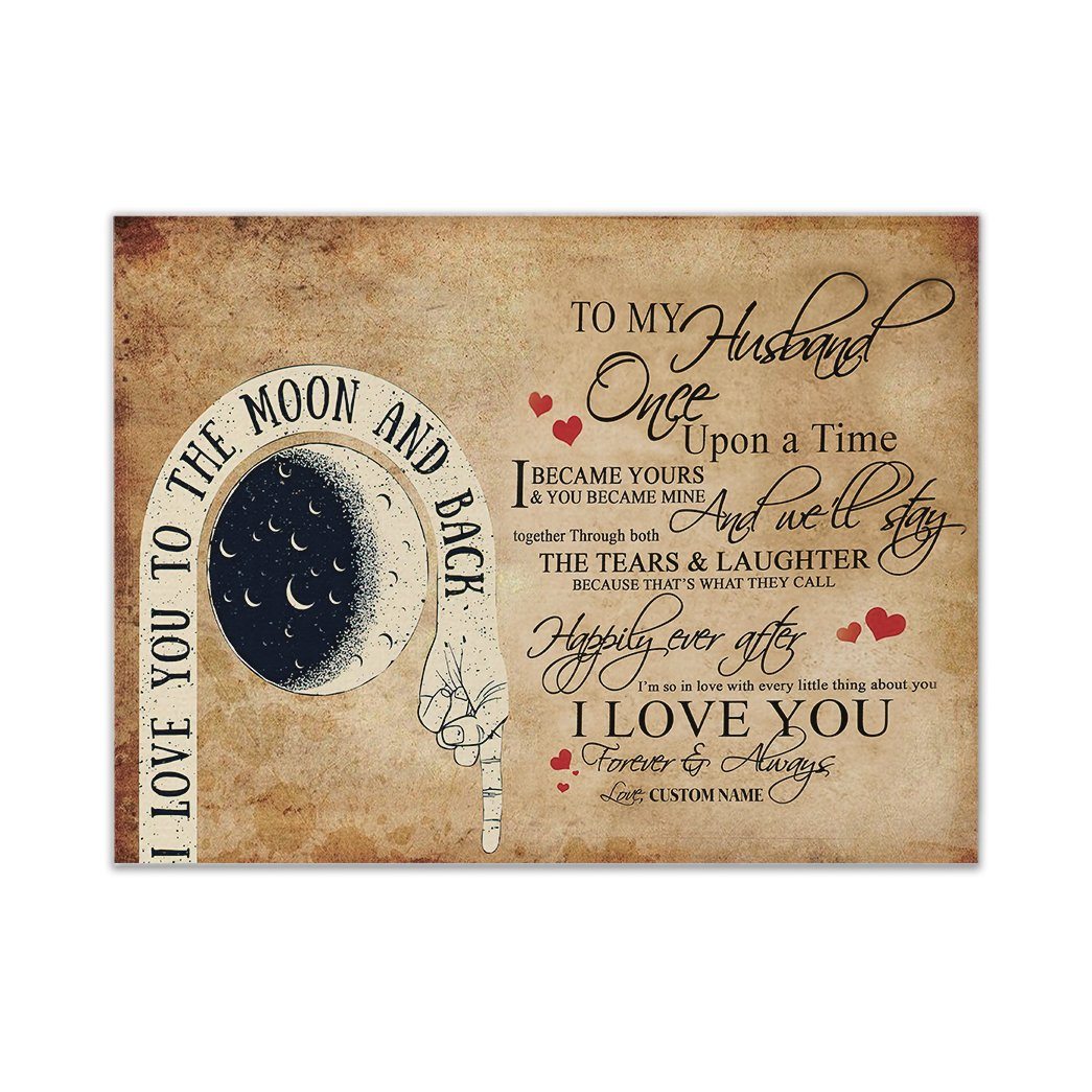 Gearhuman 3D I Love You To The Moon And Back Custom Name Canvas GW04016 Canvas 1 Piece Non Frame M