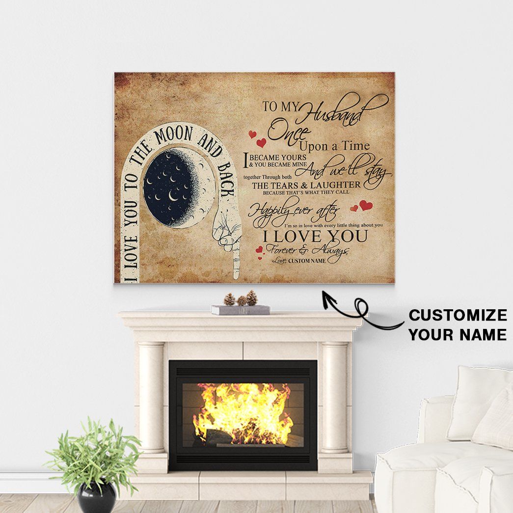 Gearhuman 3D I Love You To The Moon And Back Custom Name Canvas GW04016 Canvas 