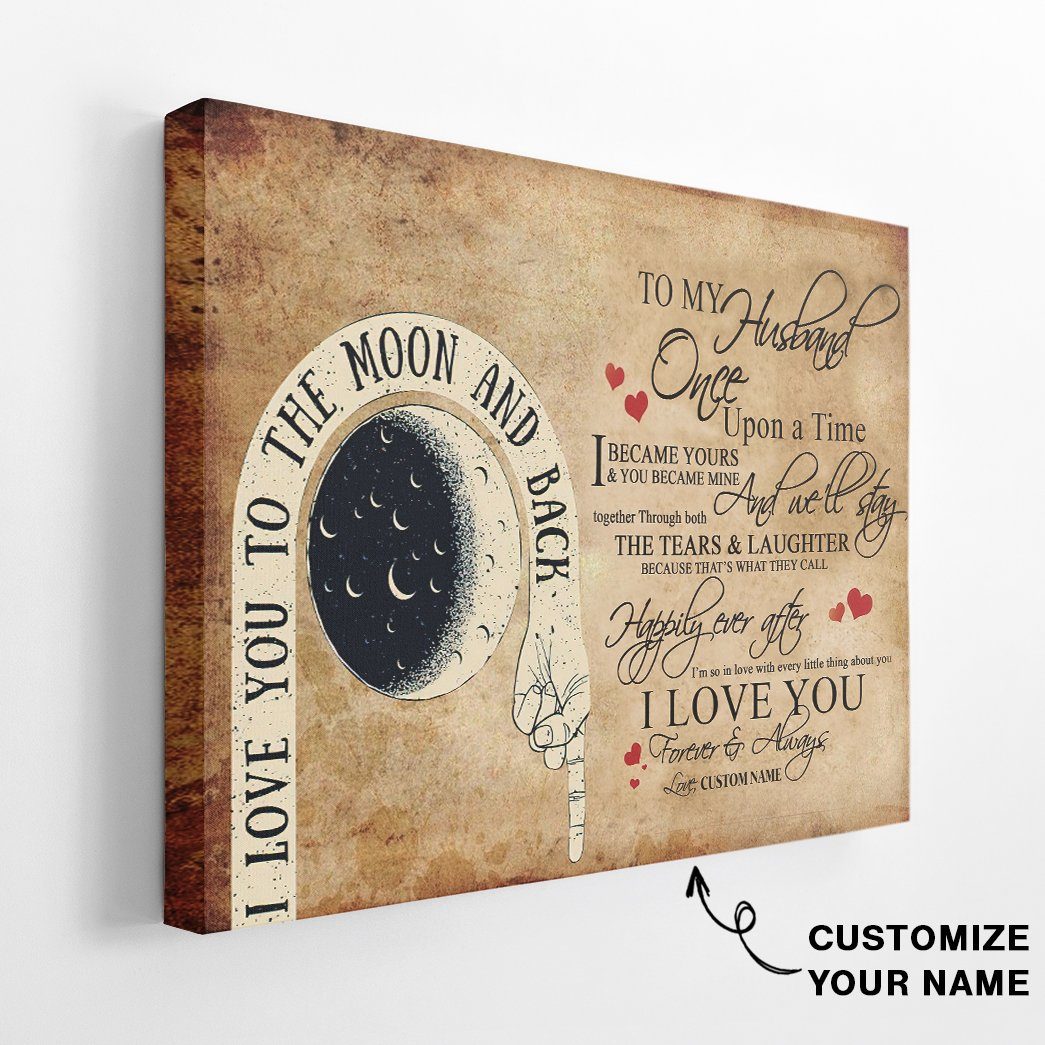 Gearhuman 3D I Love You To The Moon And Back Custom Name Canvas GW04016 Canvas 