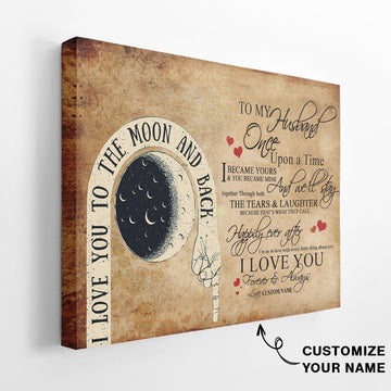 Gearhumans 3D I Love You To The Moon And Back Custom Name Canvas