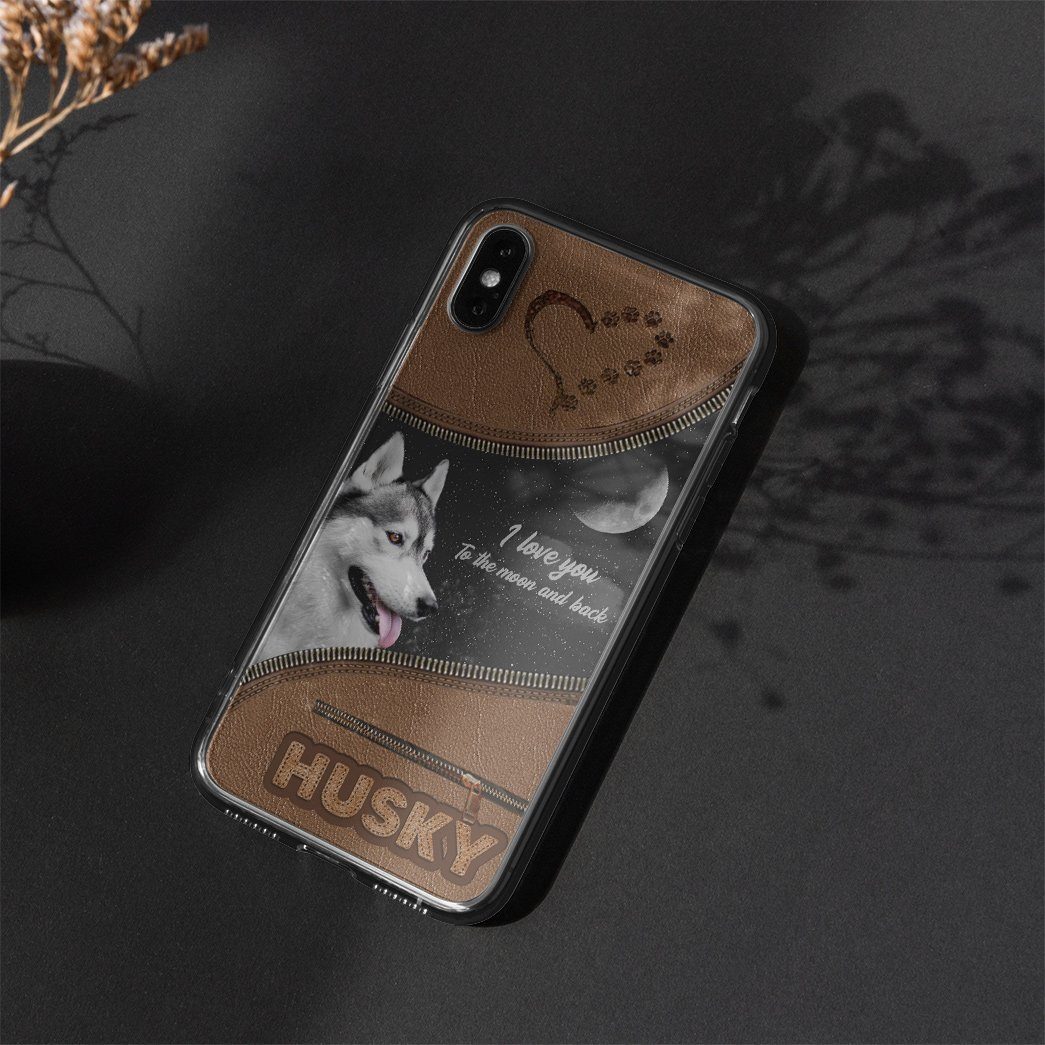 Gearhuman 3D I Love You To The Moon Husky Custom Phonecase GB28015 Glass Phone Case
