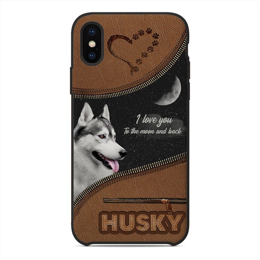 Gearhuman 3D I Love You To The Moon Husky Custom Phonecase GB28015 Glass Phone Case Iphone X