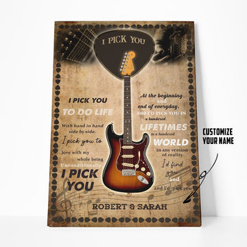 Gearhumans 3D I Pick You Bass Guitar Custom Name Canvas