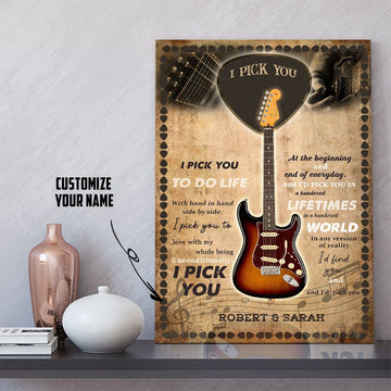 Gearhumans 3D I Pick You Bass Guitar Custom Name Canvas