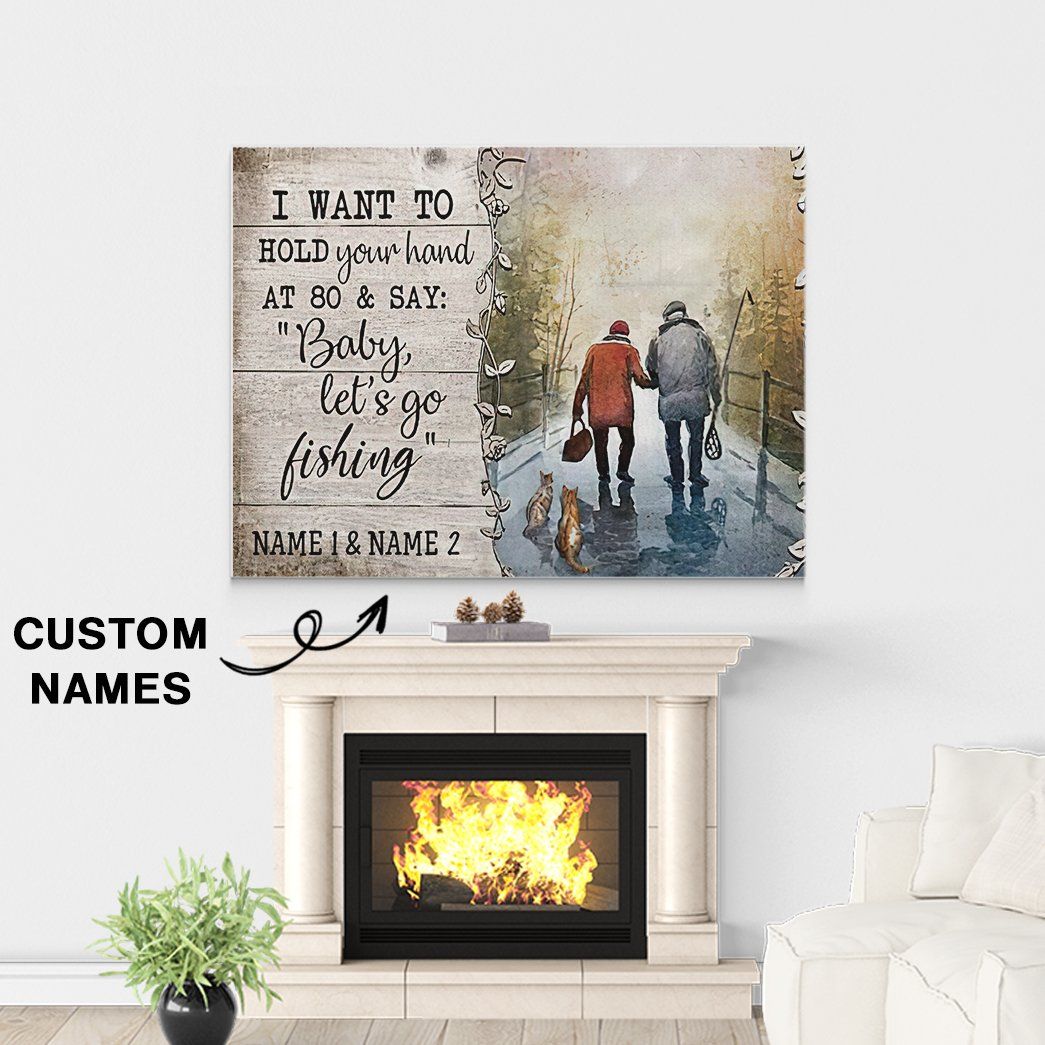 Gearhuman 3D I Want To Hold Your Hand And Go Fishing Custom Name Canvas GW04011 Canvas 
