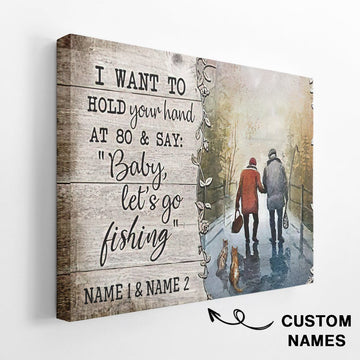 Gearhumans 3D I Want To Hold Your Hand And Go Fishing Custom Name Canvas