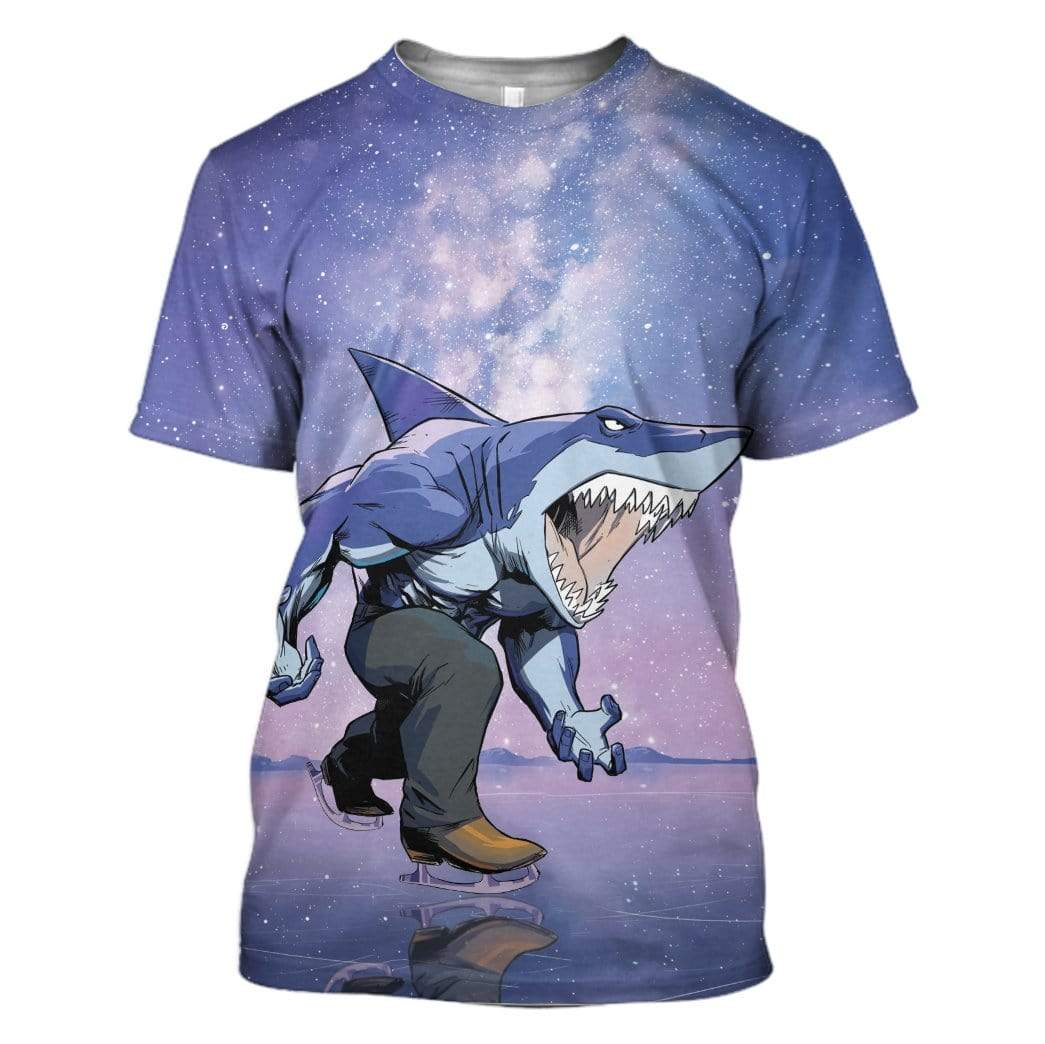 Gearhuman 3D Ice Skating Shark Custom T-Shirts Hoodies Apparel AN-TA1002204 3D Custom Fleece Hoodies T-Shirt S 