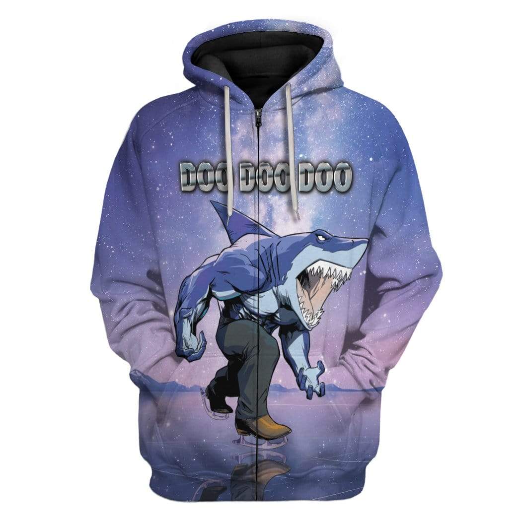 Gearhuman 3D Ice Skating Shark Doo Doo Custom T-Shirts Hoodies Apparel AN-TA1102203 3D Custom Fleece Hoodies Zip Hoodie S 