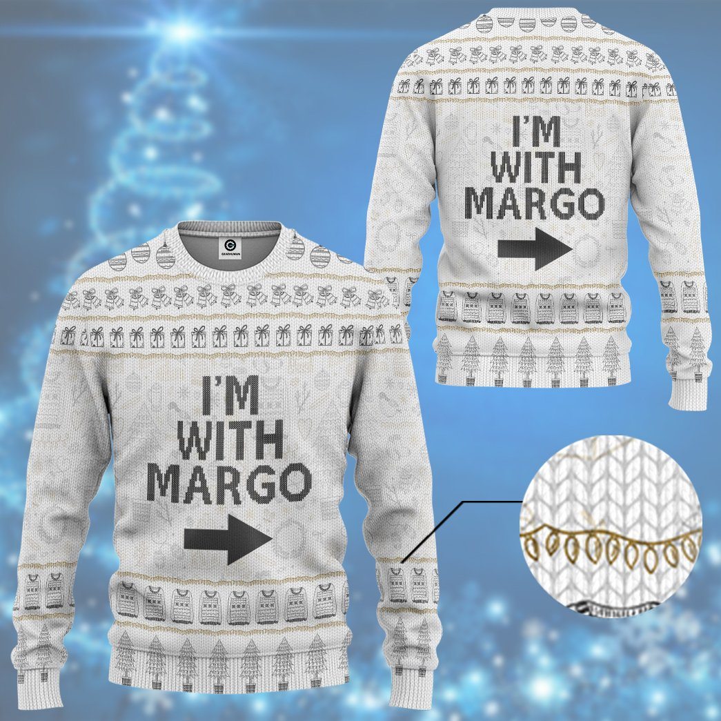 Gearhuman 3D Im With Margo National Lampoon Christmas Vacation Ugly Sweater Custom Tshirt Hoodie Apparel GV031111 3D Apparel 