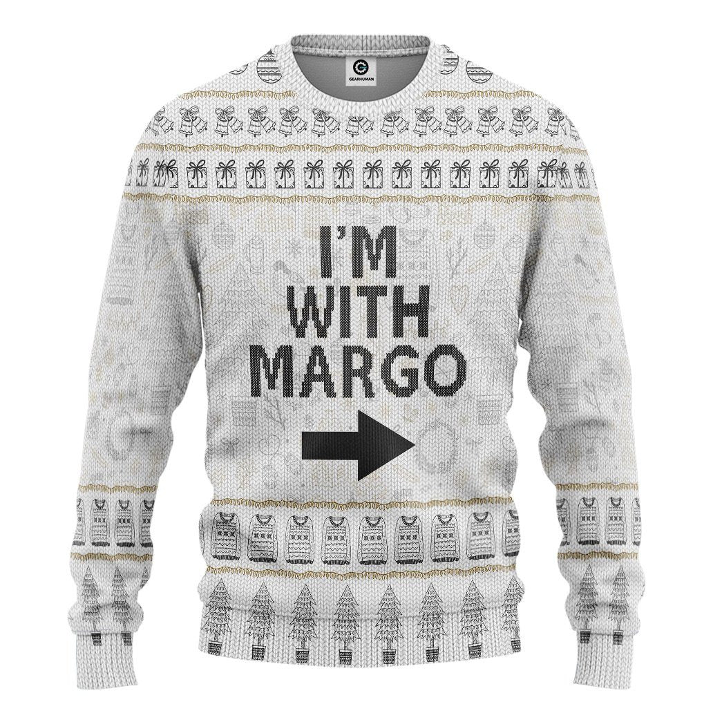 Gearhuman 3D Im With Margo National Lampoon Christmas Vacation Ugly Sweater Custom Tshirt Hoodie Apparel GV031111 3D Apparel Long Sleeve S 