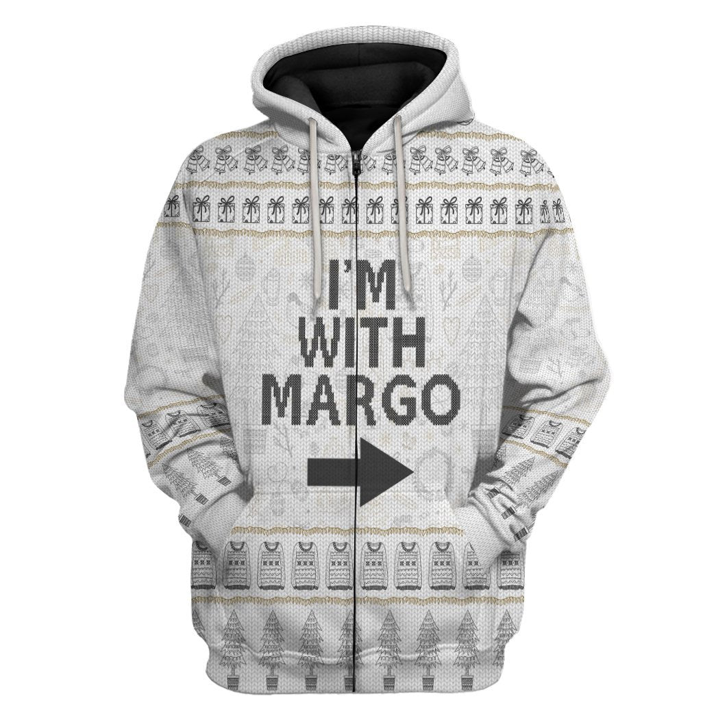 Gearhuman 3D Im With Margo National Lampoon Christmas Vacation Ugly Sweater Custom Tshirt Hoodie Apparel GV031111 3D Apparel Zip Hoodie S 