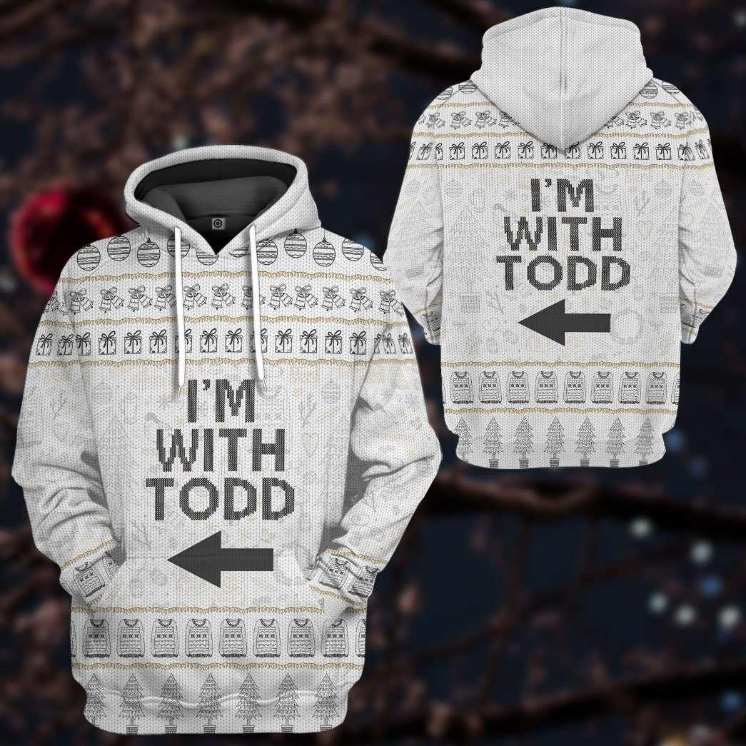 Gearhuman 3D Im With Todd National Lampoon Christmas Vacation Ugly Sweater Custom Tshirt Hoodie Apparel GV031110 3D Apparel 