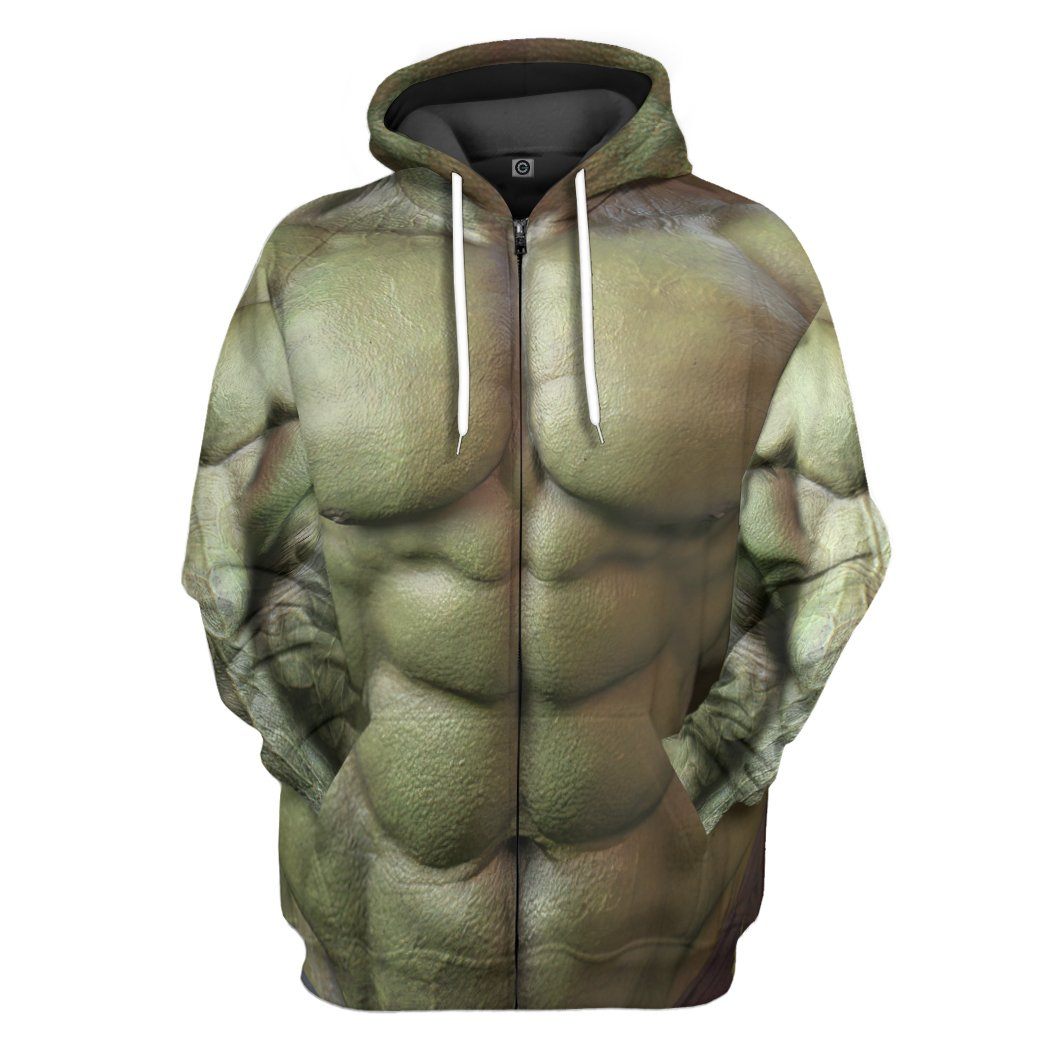 Gearhuman 3D Incredible Hulk Custom Hoodie Apparel GN210811 3D Custom Fleece Hoodies Zip Hoodie S 