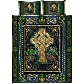 Gearhumans 3D Irish Celtic Cross Custom Quilt Set