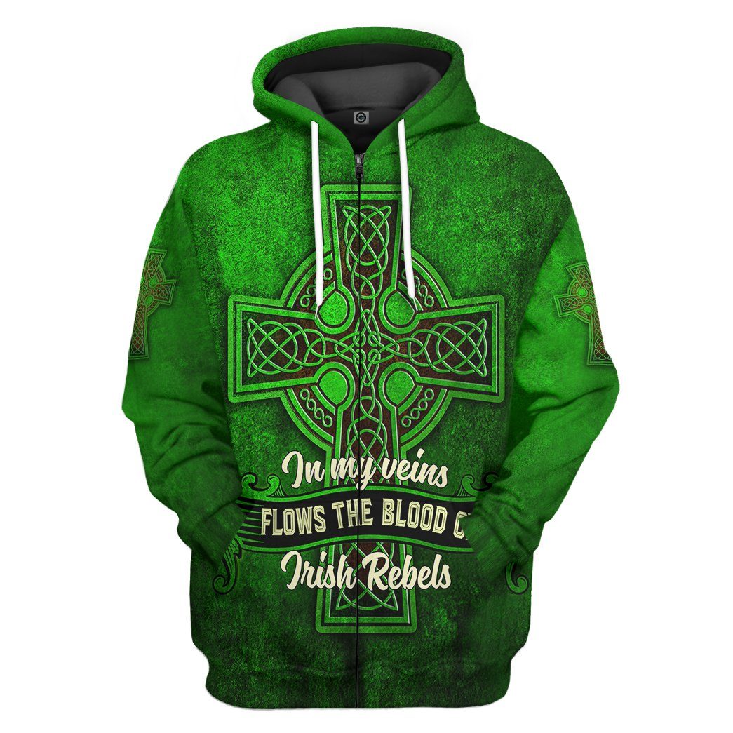 Gearhuman 3D Irish St Patrick Day Custom Tshirt Hoodie Apparel GW25021 3D Apparel Zip Hoodie S
