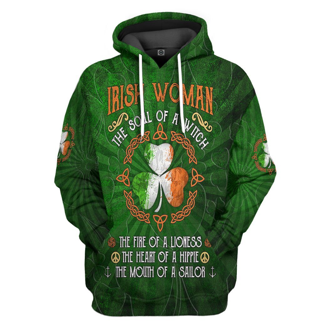 Gearhuman 3D Irish St Patrick Day Irish Woman Tshirt Hoodie Apparel GV19023 3D Apparel Hoodie S