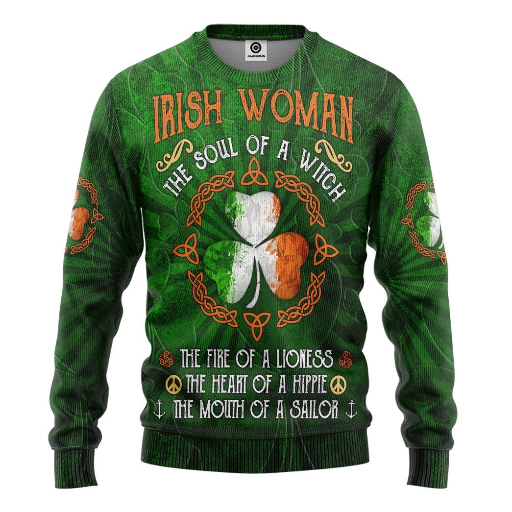 Gearhuman 3D Irish St Patrick Day Irish Woman Tshirt Hoodie Apparel GV19023 3D Apparel Long Sleeve S