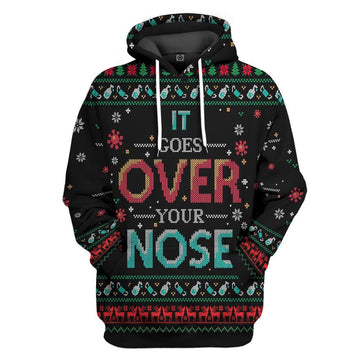 Gearhumans 3D It Goes Over Your Nose Mask Ugly Christmas Sweater Custom Tshirt Hoodie Apparel