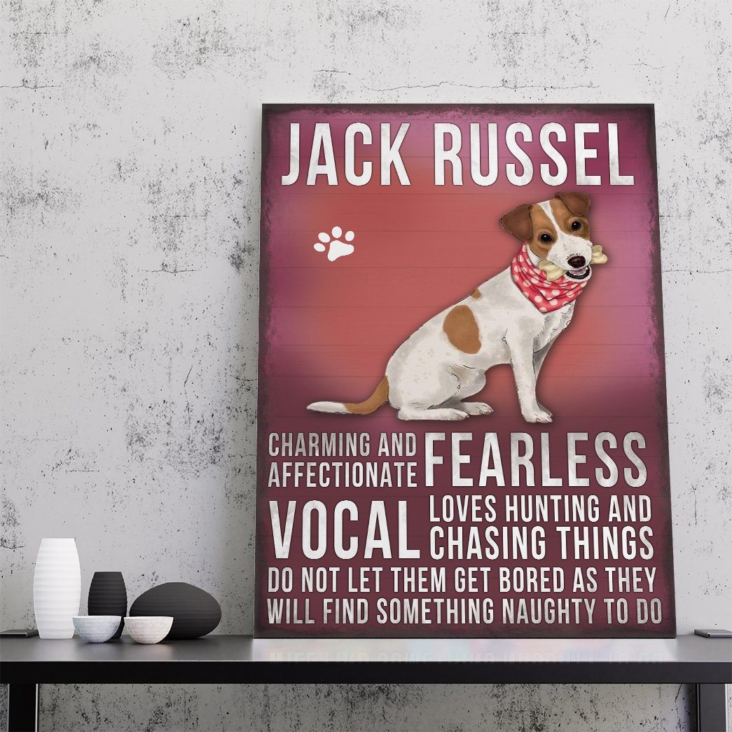 Gearhuman 3D Jack Russell Dog Vintage Quotes Custom Canvas GW01031 Canvas