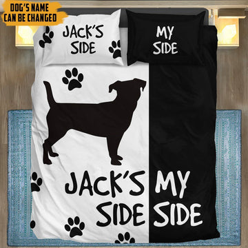 Gearhumans 3D Jack Russell Terriers Side My Side Custom Name Bedding Set